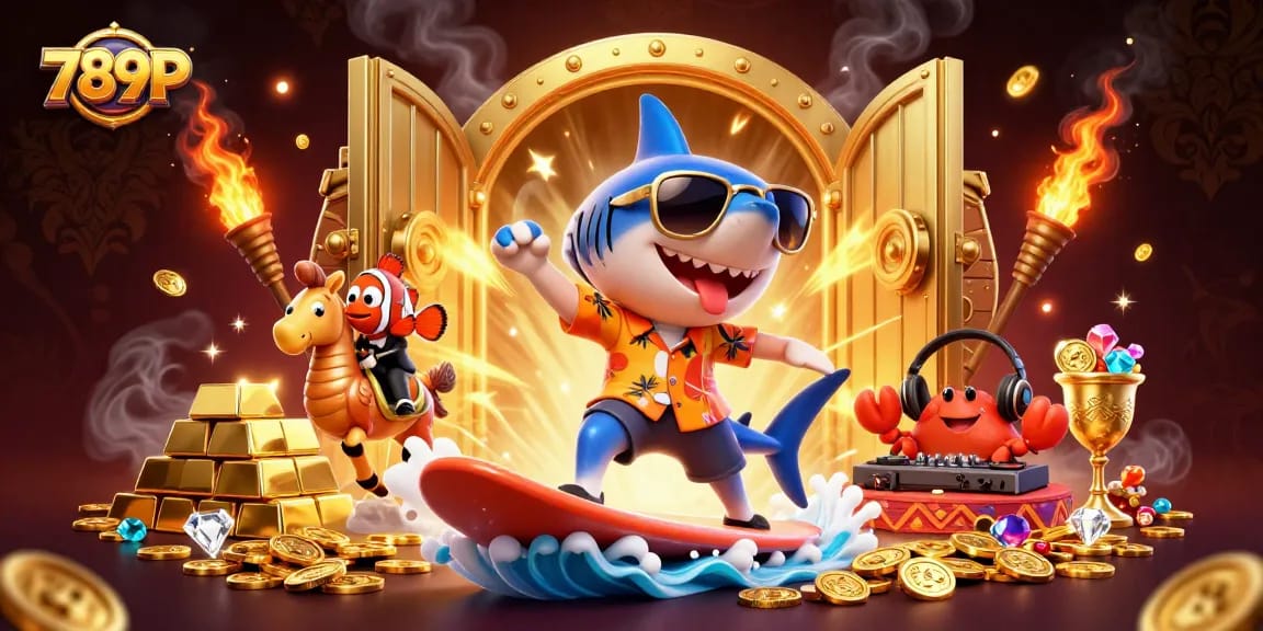 Experience thrilling gameplay with 789P, featuring vibrant 3D characters amidst sparkling casino treasures.