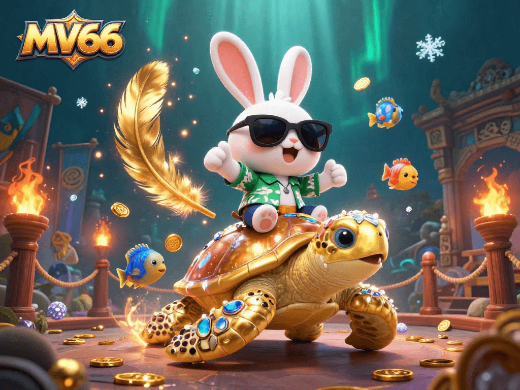 Win big with MV66 at an exciting underwater casino adventure featuring a lucky rabbit and golden sea turtle.