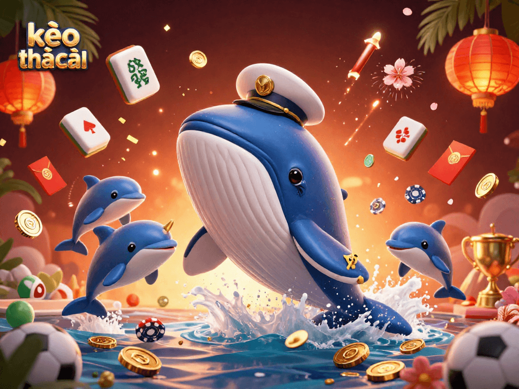 Engage with kèo nhà cái sports betting excitement featuring a whale captain breaching coins