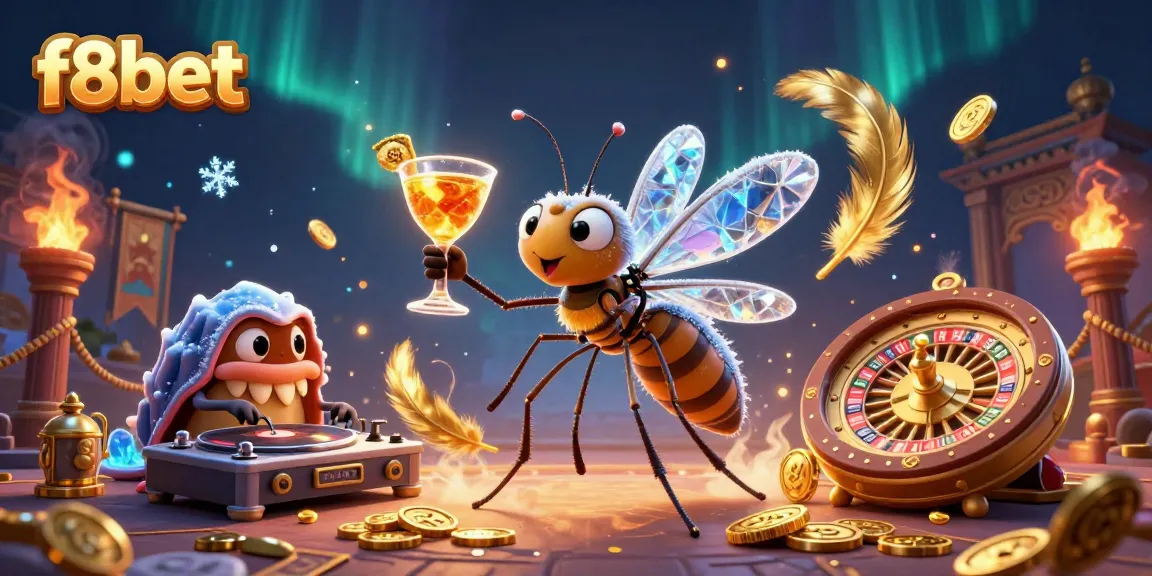 Experience the thrill of f8bet with a dynamic 3D illustration of casino mascots and symbols, capturing the essence of gaming.