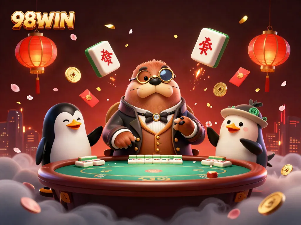 Experience exciting gameplay with 98WIN in a lively underwater poker scene featuring unique characters.