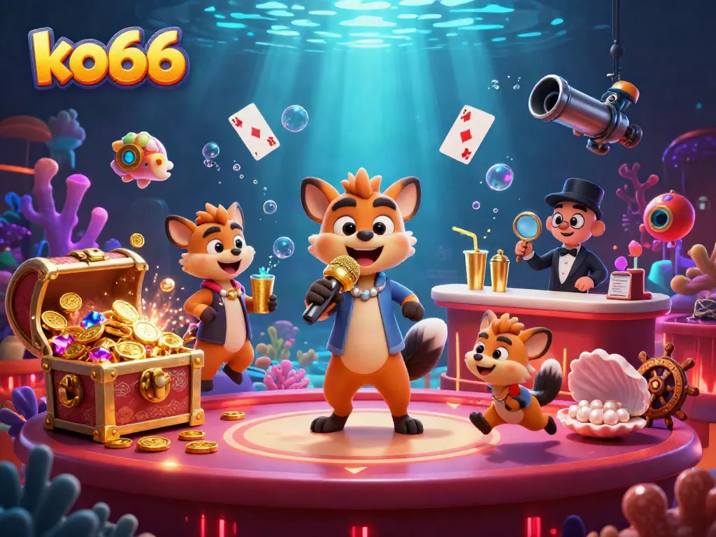 Engage with the vibrant comedy casino scene at ko66, featuring hyenas brought to life with rich details.