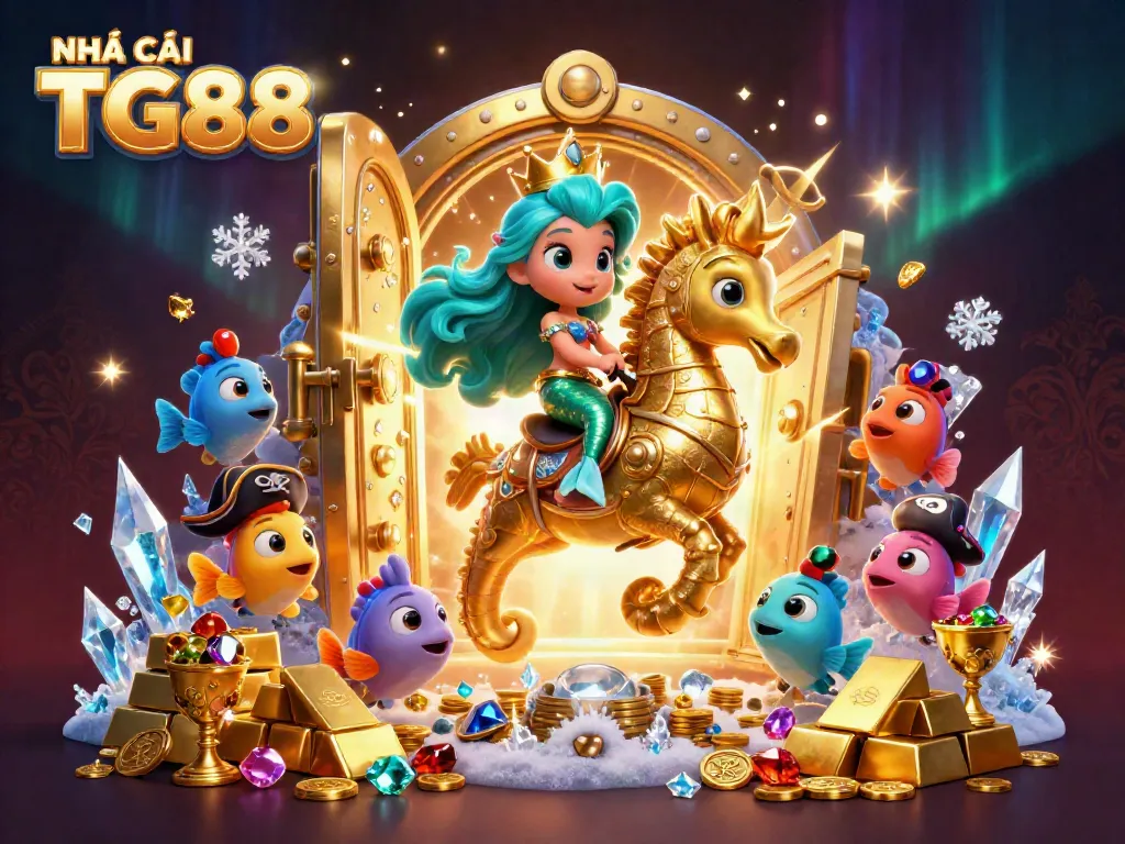 Experience thrilling gameplay at NHÀ CÁI TG88 with our vibrant 3D mermaid-themed casino illustration.