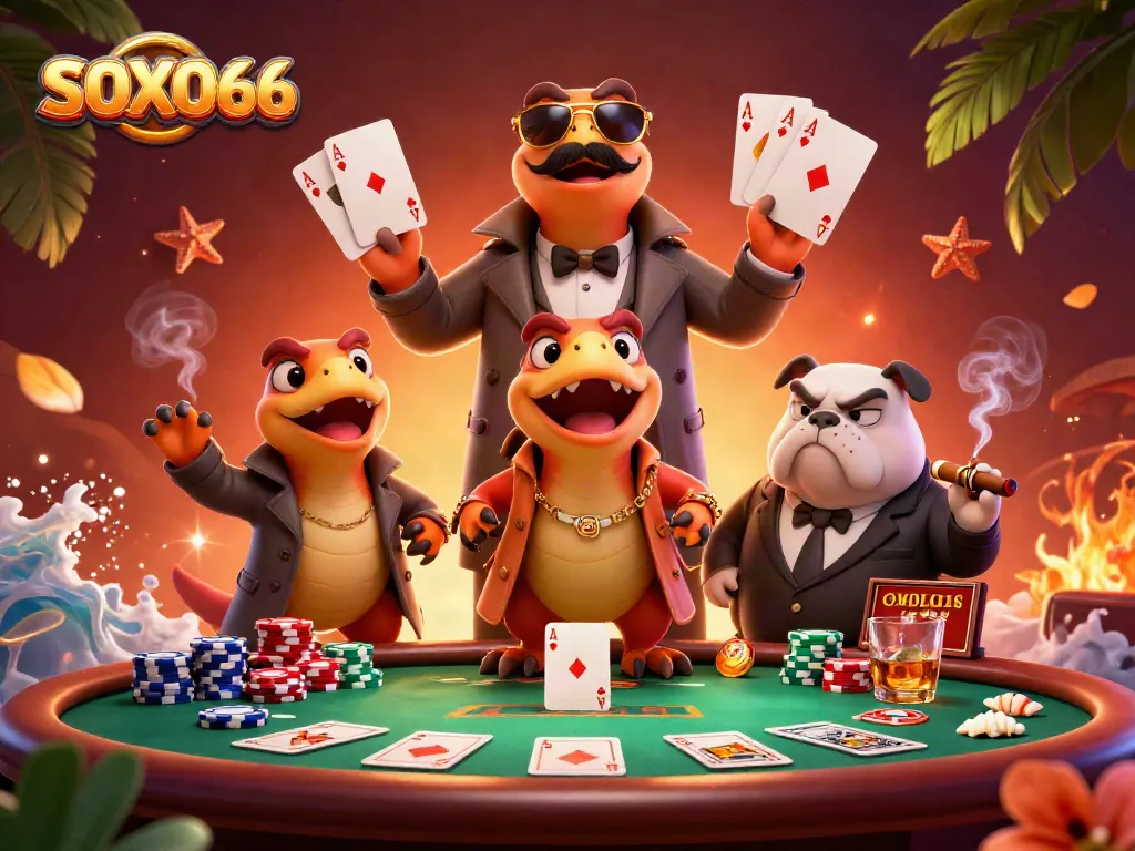 Engage with SOXO66's exciting VIP casino experience featuring raptors and a bouncer.
