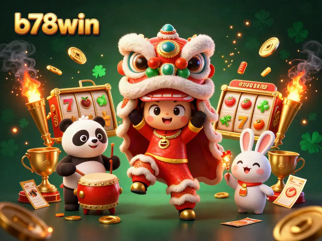 Experience the excitement of b78win with our dynamic casino-themed 3D illustration featuring vibrant characters and symbols.