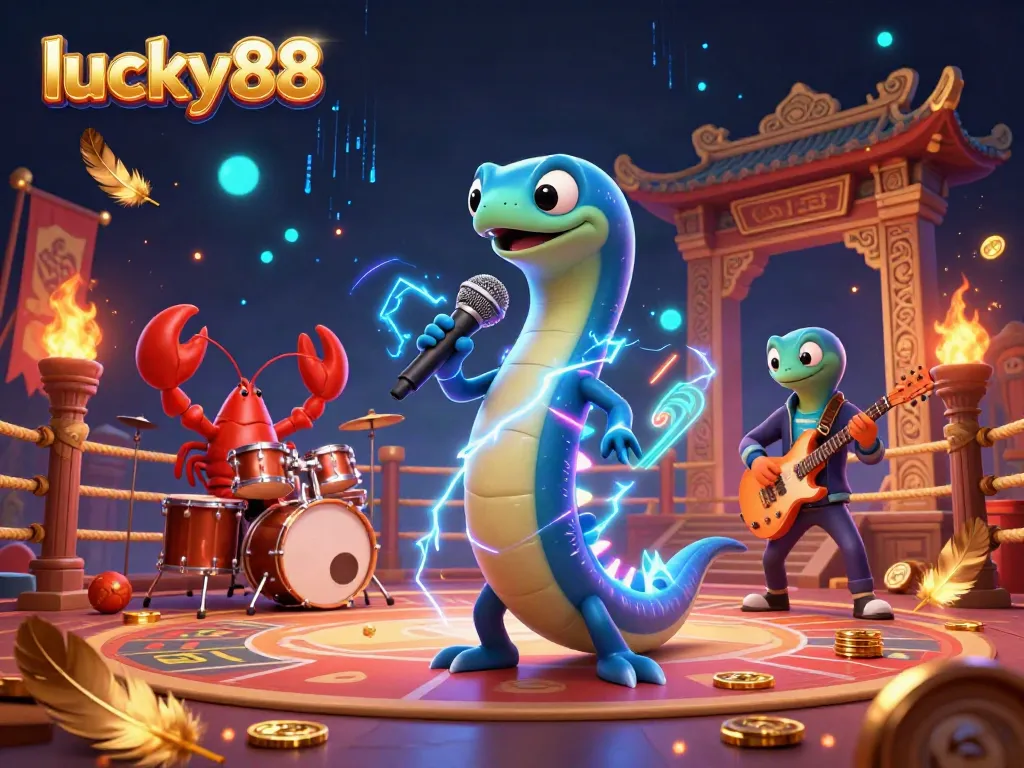 Experience the thrilling lucky88 casino scene featuring an electric eel DJ and vibrant underwater elements while winning big.