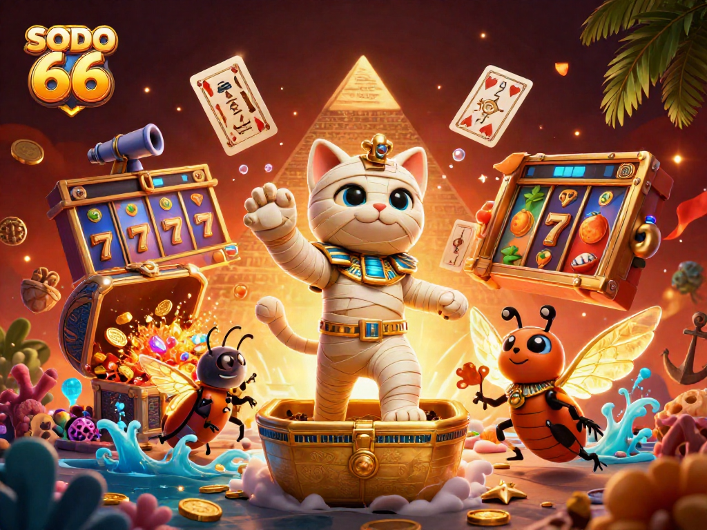 SODO 66 engages players in an exciting game scene with a vibrant Egyptian theme and colorful slot elements.