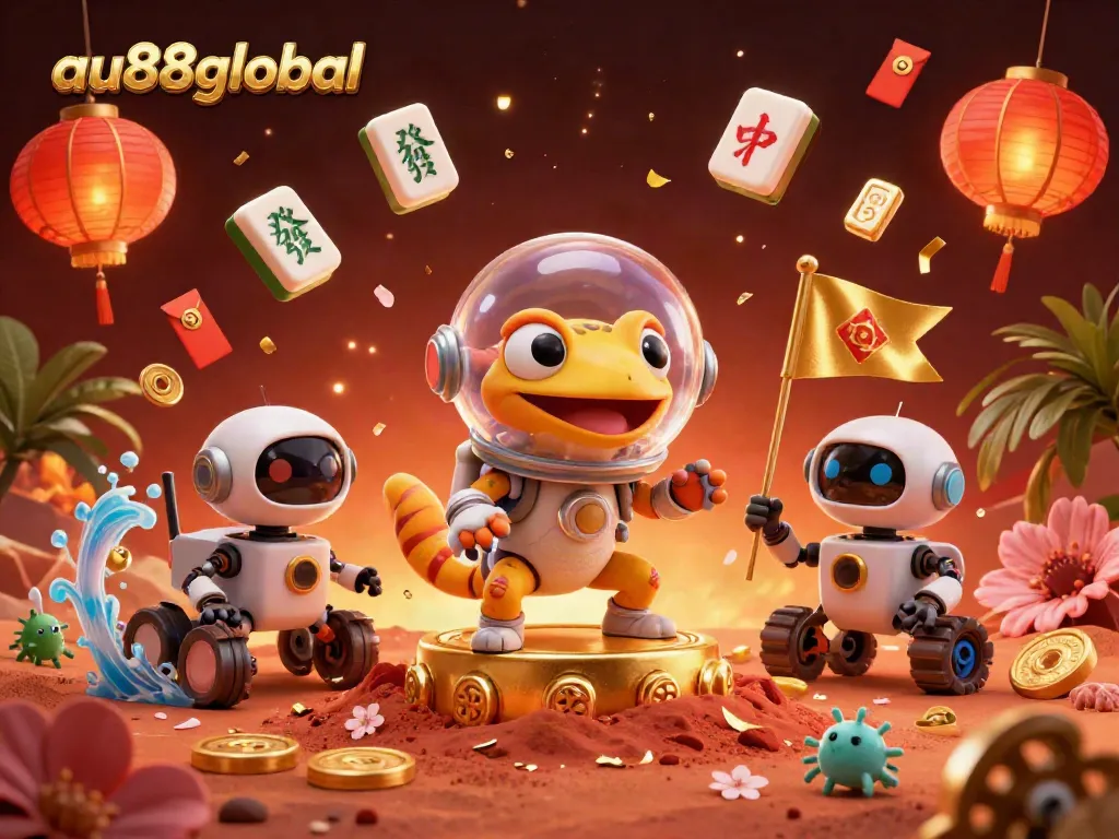 Experience thrilling gameplay at au88global in a vibrant casino scene with Martian characters.