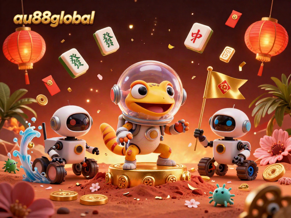Experience thrilling gameplay at au88global in a vibrant casino scene with Martian characters.