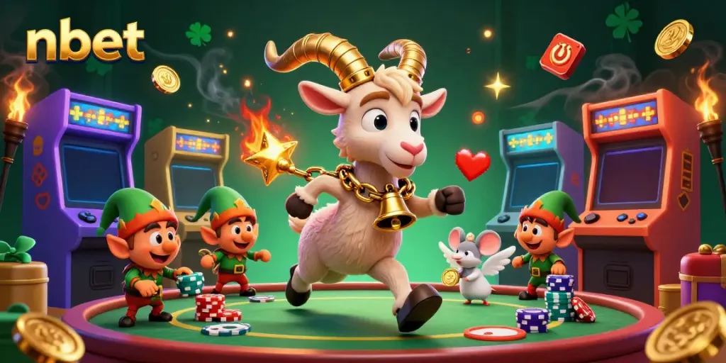 Enjoy a lively game at the nbet casino with a whimsical Krampus character and playful elements.