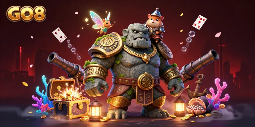 Engage with the magical scene of GO8's online gaming realm, featuring adventure and treasure.