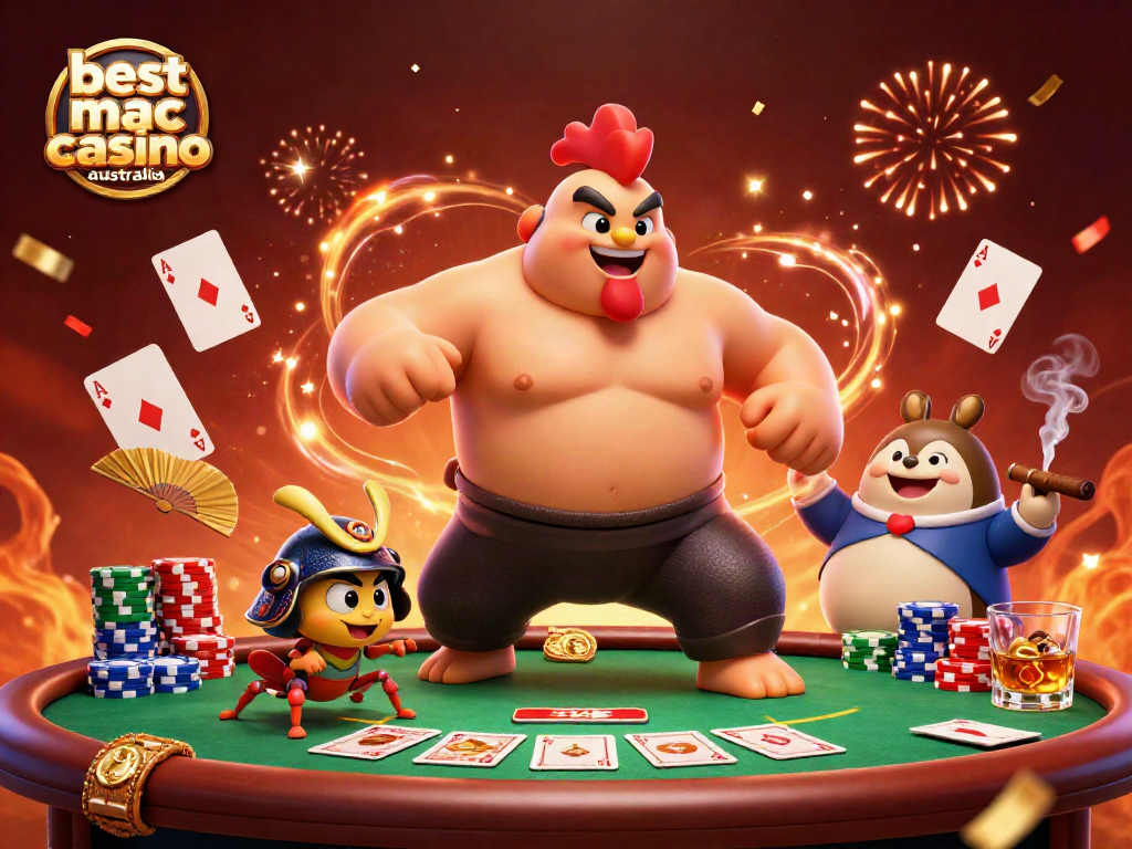 Play at the best mac casino australia with dynamic 3D characters and vibrant gaming elements.