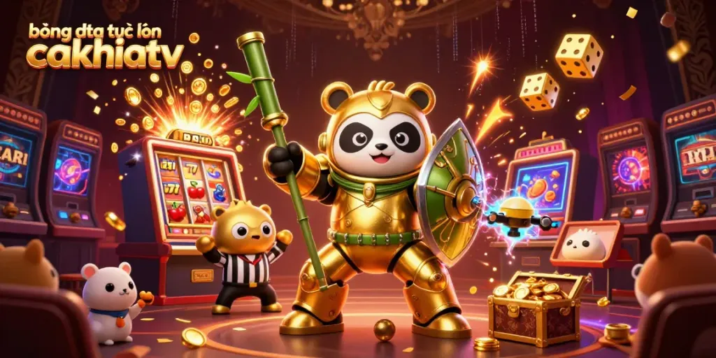 Engage with bóng đá trực tuyến cakhiatv in a dynamic casino-themed 3D illustration showcasing vibrant characters and gambling elements.