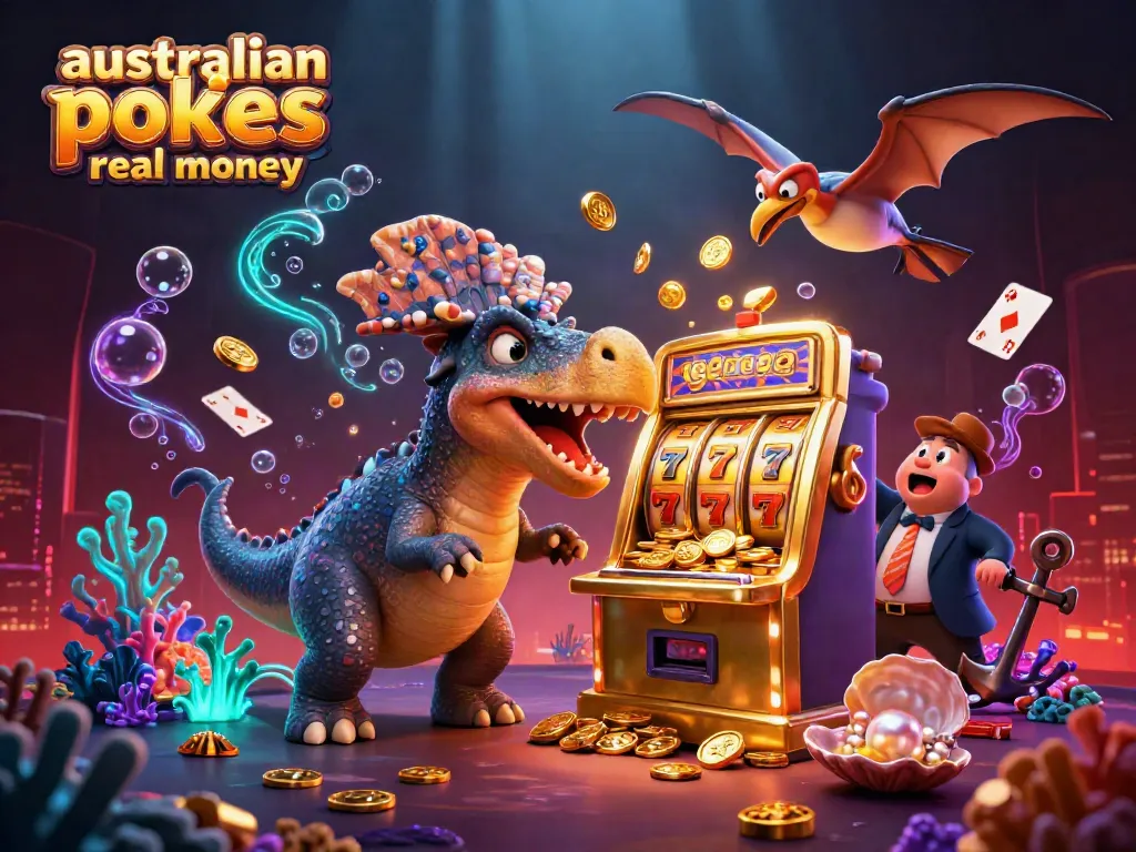 Catch golden coins in the vivid scene of australian online pokies real money featuring dynamic characters.
